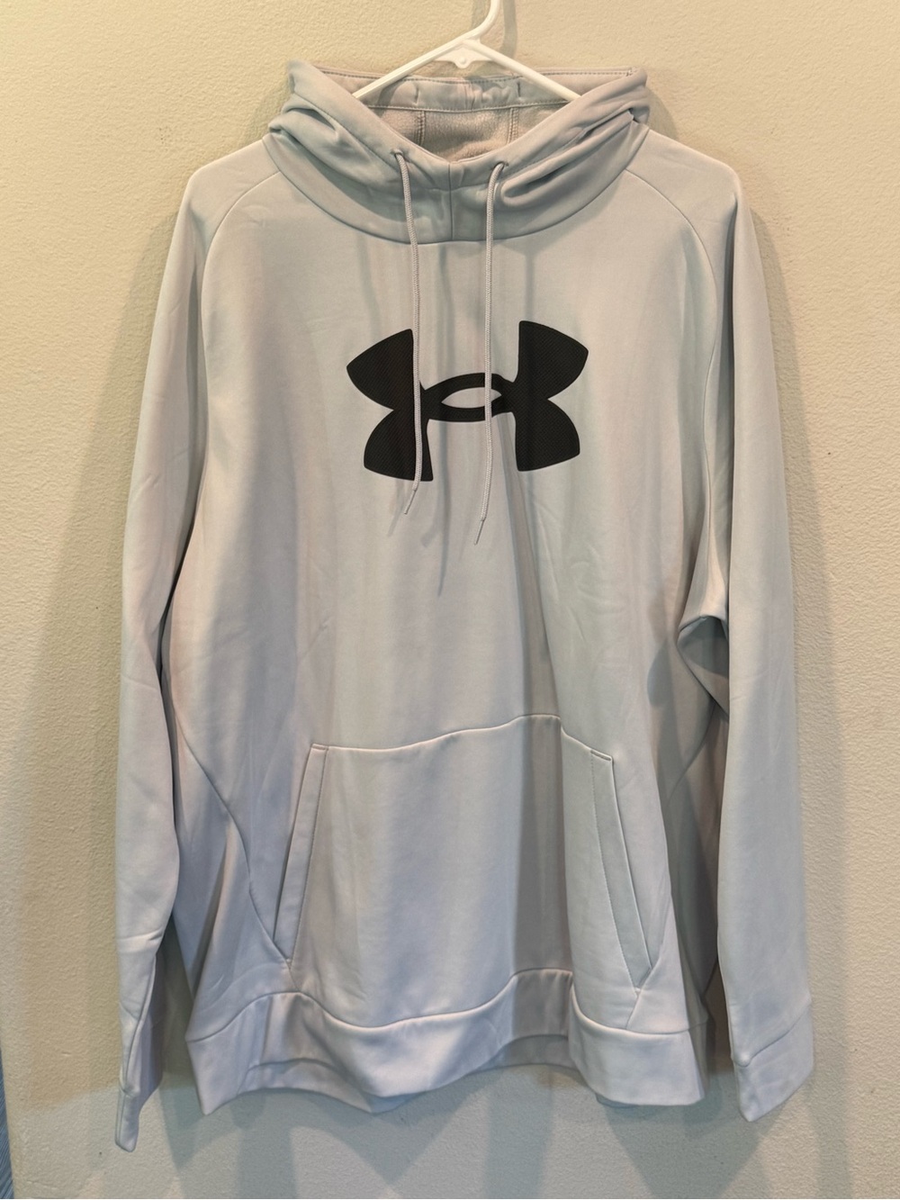 Under Armour Gray Fleece Pullover Hoodie Logo Pockets Drawstring Men’s 2XL Loose